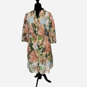 Soft Surroundings Peach and Green Floral Dress